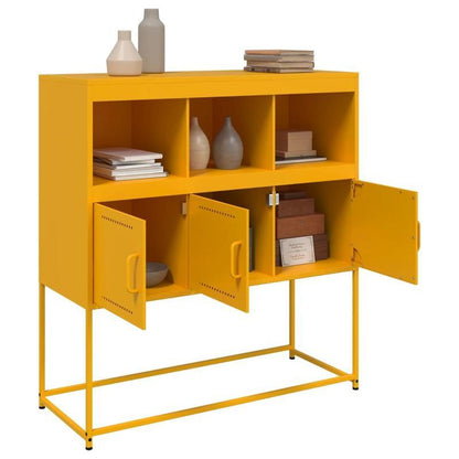 Sideboard 100.5x39x107cm steel mustard yellow Practical and removable
