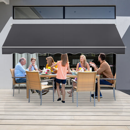 Manual Articulated Arm Awning Awning with Crank, Sun Awning Sun Protection Balcony Awning Patio Awning Clamp Awning for Balcony And Veranda Dark Gray