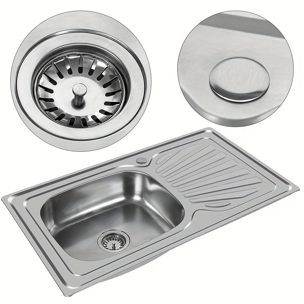 RV Stainless Steel Bathroom Sink Single Basin with Drain, 90x50-15cm Compact Basin, Suitable for Motorhomes, Caravans and Small Houses, Boat Bathroom, Caravan Facilities, Sleek Sink, Brushed Finish, Durable Sink, Strong Basel