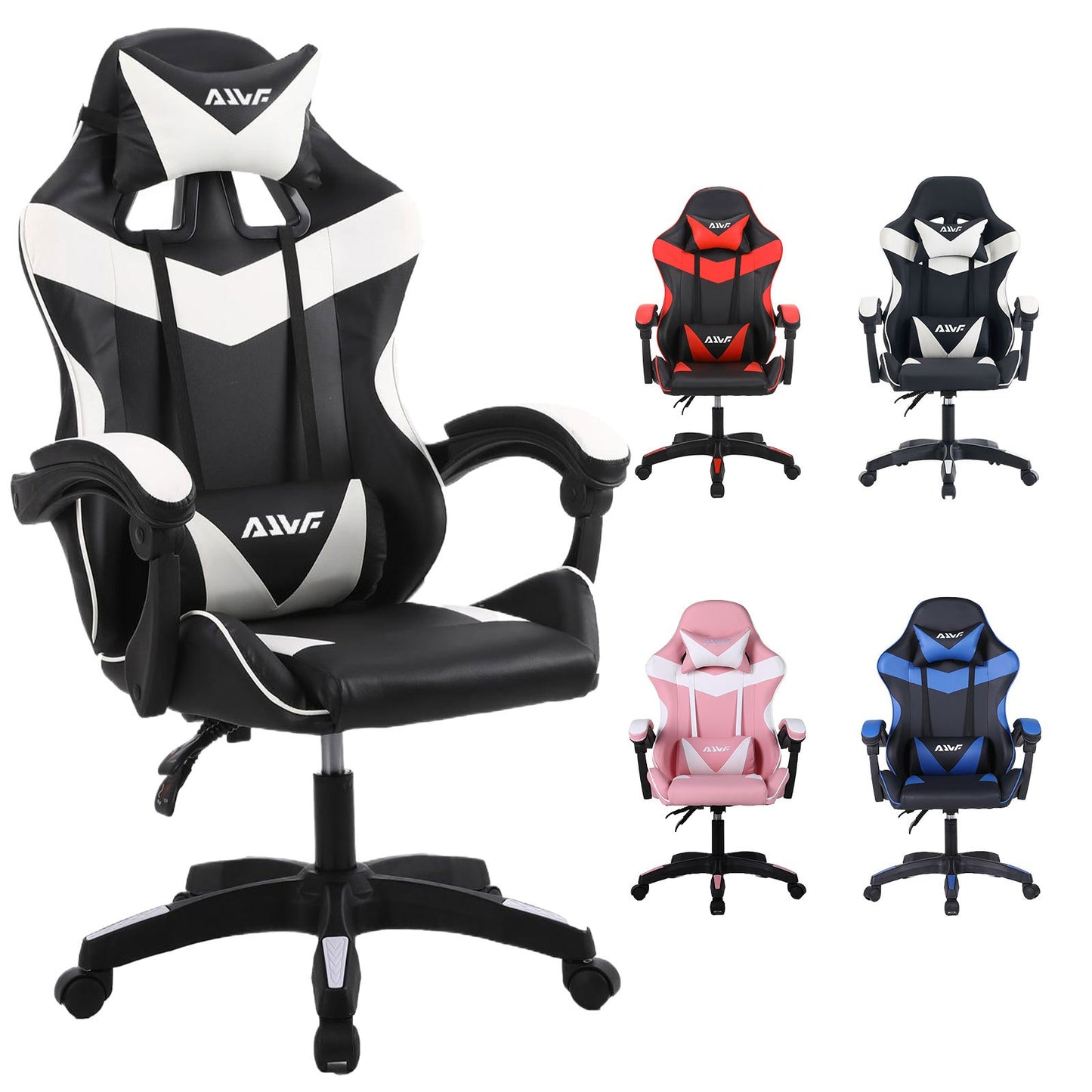 High-Back Gaming Chair PC Office Chair Computer Racing Chair PU Desk Task Chair Ergonomic Executive Swivel Rolling Chair with Lumbar Support for Back Pain Women, Men