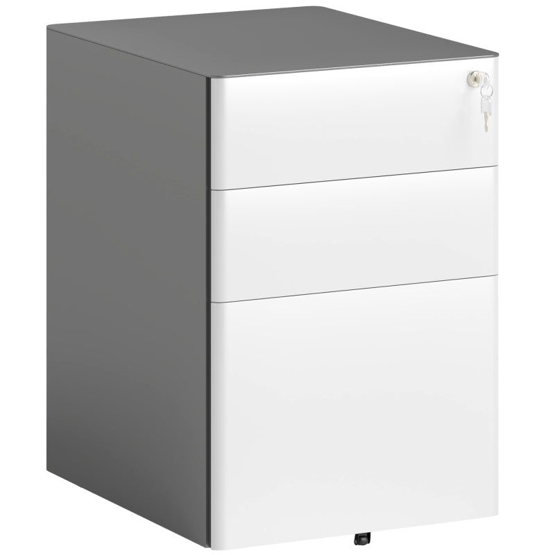 rollcontainer – mobiele ladekast – kantoorkast – archiefkast – ladeblok – afsluitbaar slot – stevig koudgewalst staal – 39x48x59 cm – grijs