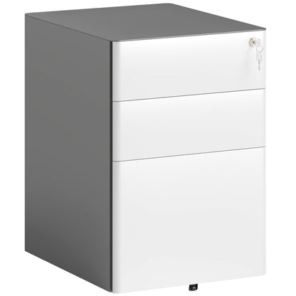 rollcontainer – mobiele ladekast – kantoorkast – archiefkast – ladeblok – afsluitbaar slot – stevig koudgewalst staal – 39x48x59 cm – grijs