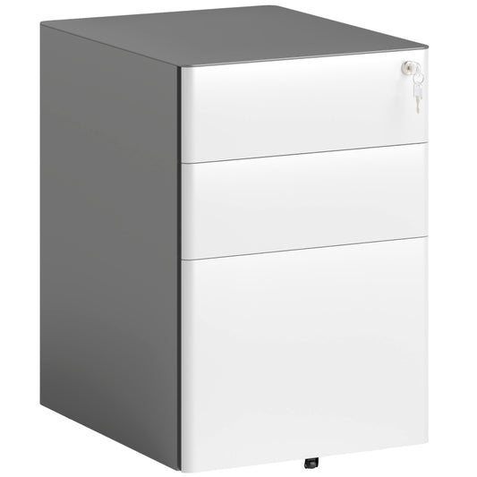 rollcontainer – mobiele ladekast – kantoorkast – archiefkast – ladeblok – afsluitbaar slot – stevig koudgewalst staal – 39x48x59 cm – grijs