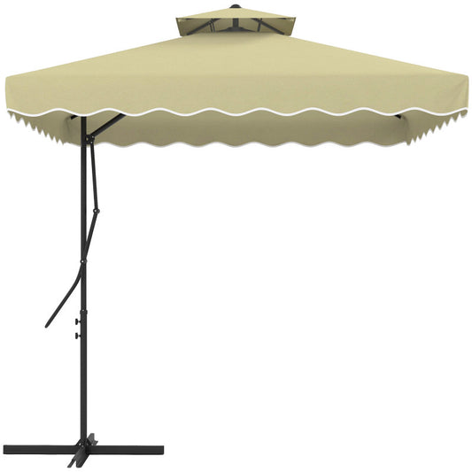 Parasol – Tuinparasol – Balkonparasol – Zweefparasol – Strandparasol – 243 cm Rond – UV Bescherming Met Dubbele Laag – Stevig Onderhoudsvrij Frame Met Kruisvoet