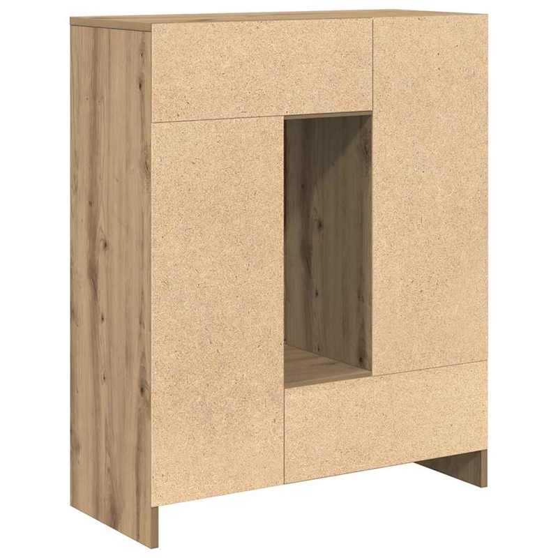 Lockable Modern Farmhouse Storage Cabinet with Doors & Drawers - Heavy-Duty Hardwood Construction, Spacious Floor-Standing Sideboard with Open & Closed Storage, Natural Wood Grain for Living Room, Bedroom, Kitchen - Rustic El