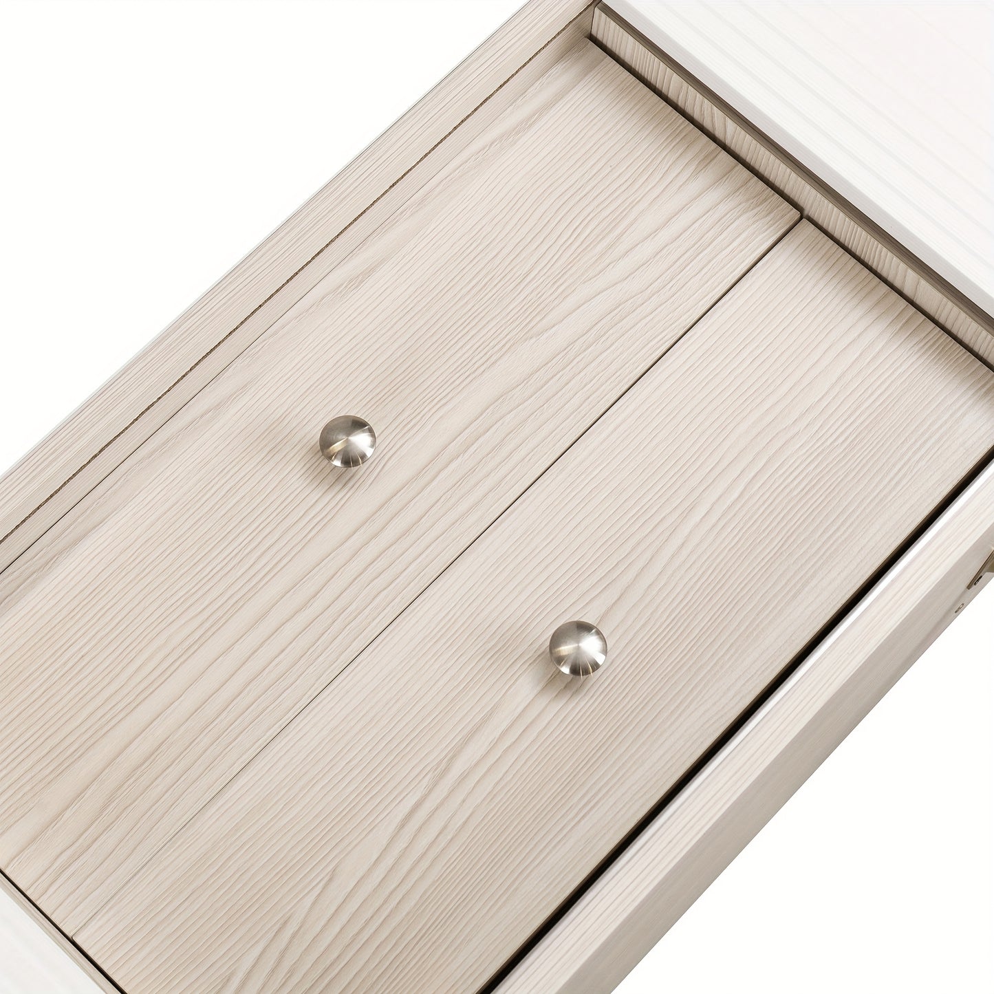 Modern TV Stand with Two Drawers & Sliding Doors - White & Natural Wood Finish, 147.32cm H x 101.6cm W, 2-Drawer Storage, Compact Design for Living Room or Bedroom, Bedroom Tv Desk | Minimalist Tv Stand | Metal Frame, TV Tabl