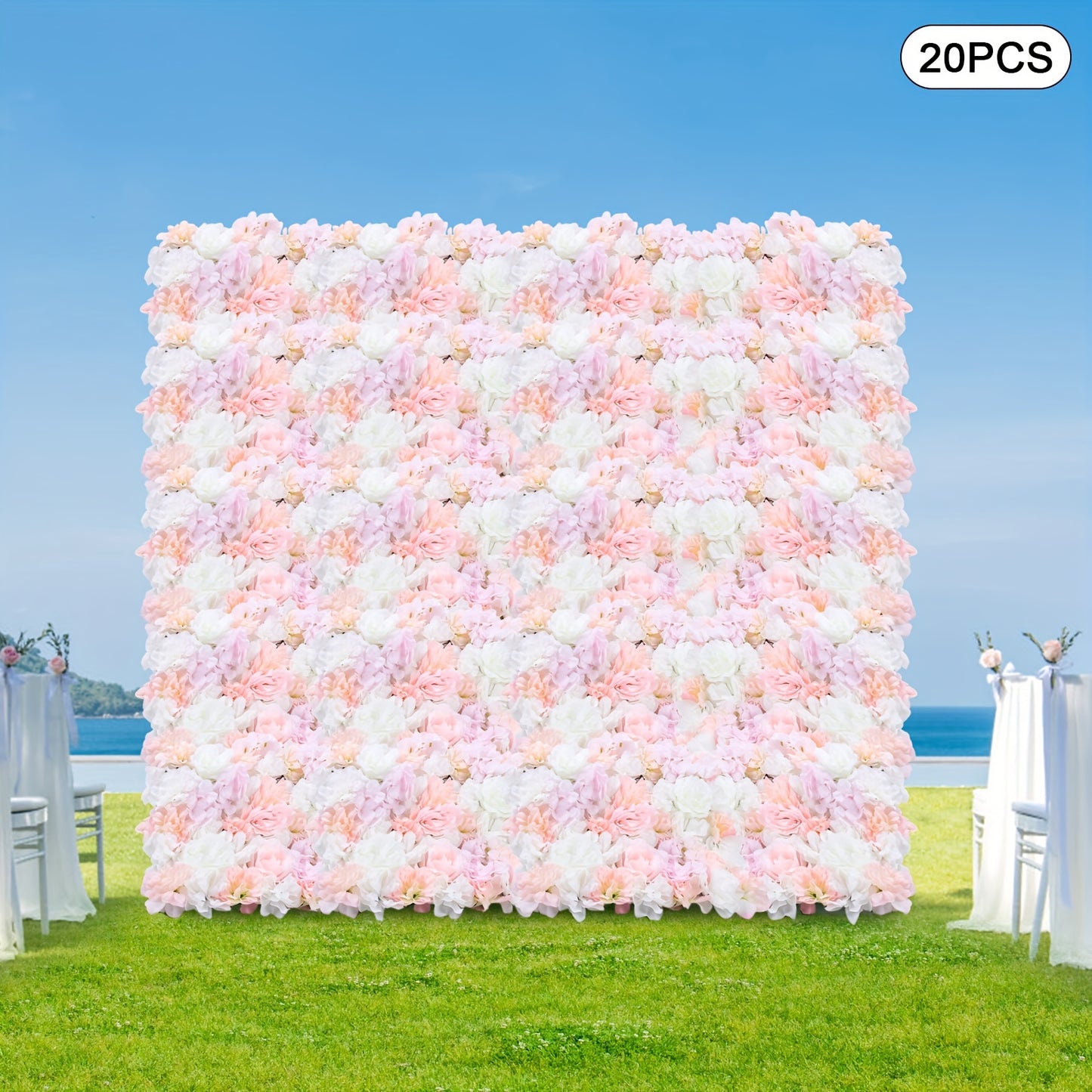 Kunstbloemenwand – Bloemenpaneel – Zijde Bloemenwand – Bloemenmuur – Kunstbloemen Decoratie – Roze Kleur – 20 Panelen – Onderhoudsvriendelijk – Realistisch Zijdeffect
