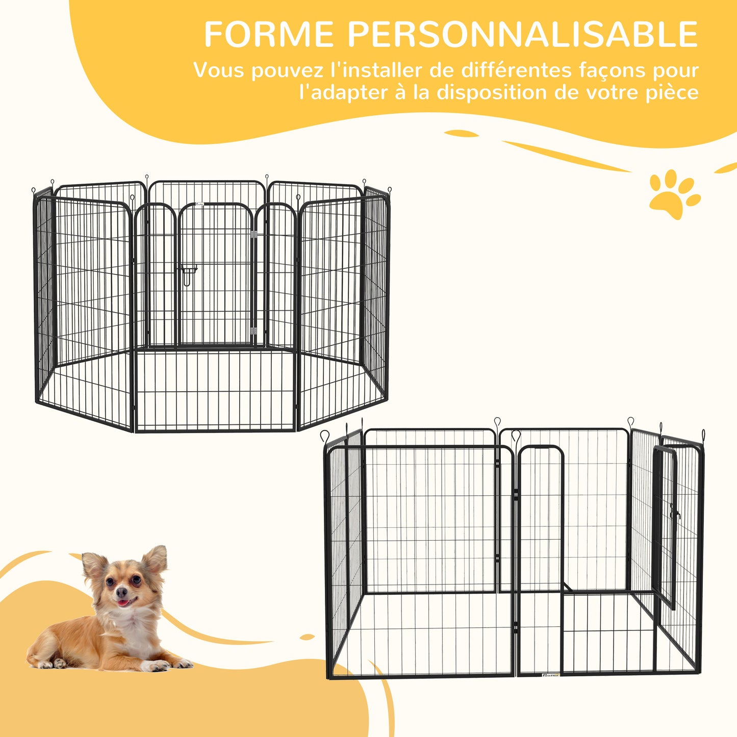 Dierenpark Hondenren – Hondenhek – Konijnenren – Knaagdieromheining – Huisdierenren – Modulair & Inklapbaar – Zwart Epoxy Stalen Panelen 80x100 cm – Met Afsluitbare Deur