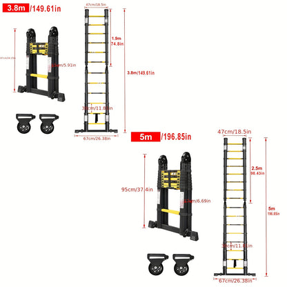 Versatile Aluminum Telescopic Ladder - Non-Slip, Extendable & Foldable for Easy Transport, Supports Up to 149.69 KG - Ideal for Workshops & Outdoor Use