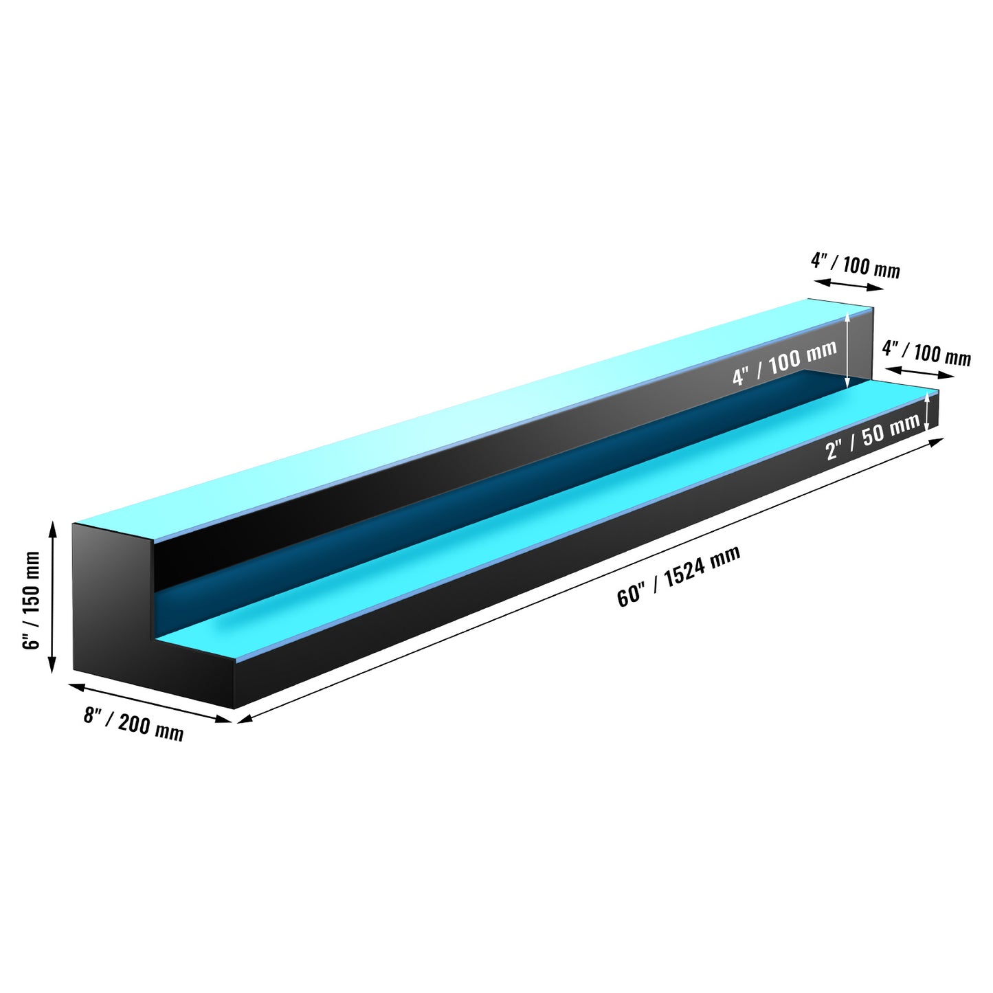 LED-Displaykast – Vitrinekast – Barplank – Flessenhouder – Displayrek – LED-Verlichting 60 Lampjes/m – RF- en App-Bediening