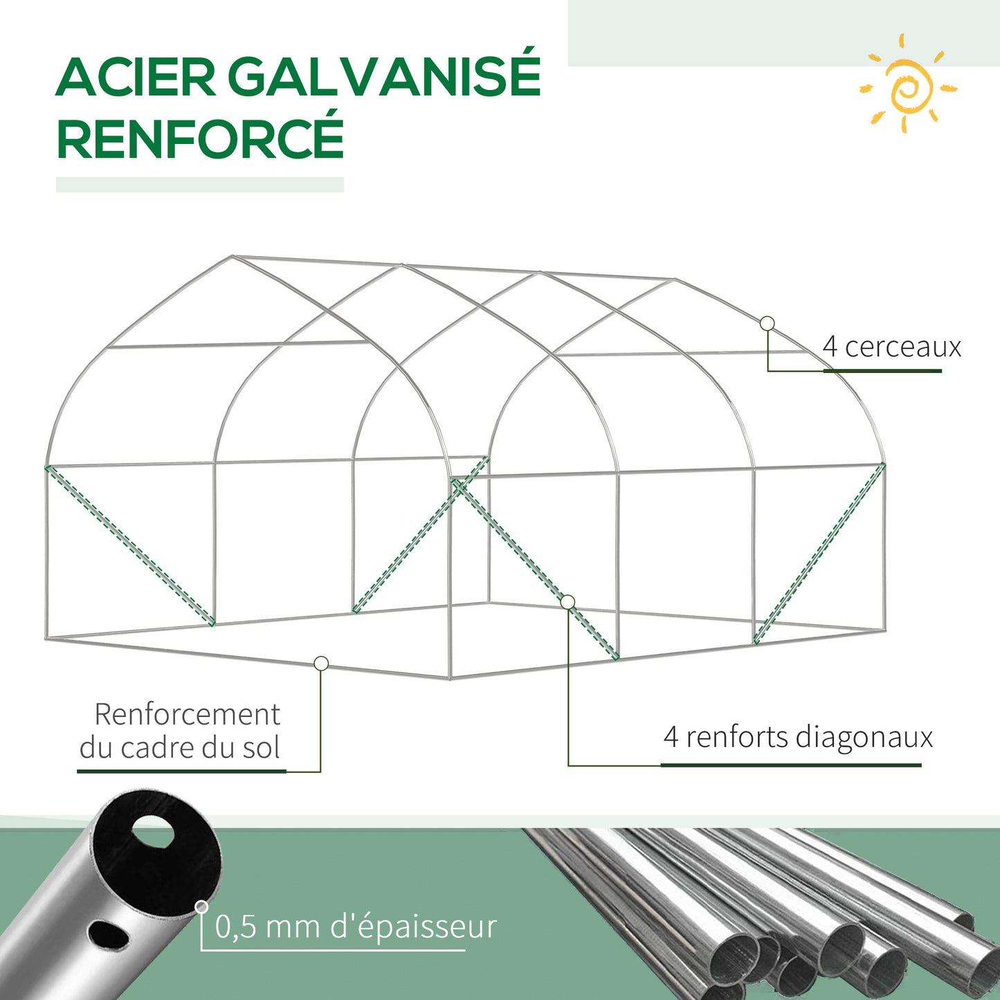 Tuinkas Tunneltent – Moestuin Kas – Groentekas – Kweekkas – Serre – Gegalvaniseerd Stalen Frame – UV-Bestendig PE Zeil 350x300x200 cm – 10,4 m²