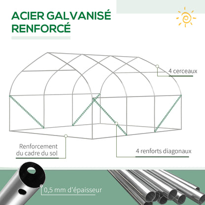 Tuinkas Tunneltent – Moestuin Kas – Groentekas – Kweekkas – Serre – Gegalvaniseerd Stalen Frame – UV-Bestendig PE Zeil 350x300x200 cm – 10,4 m²