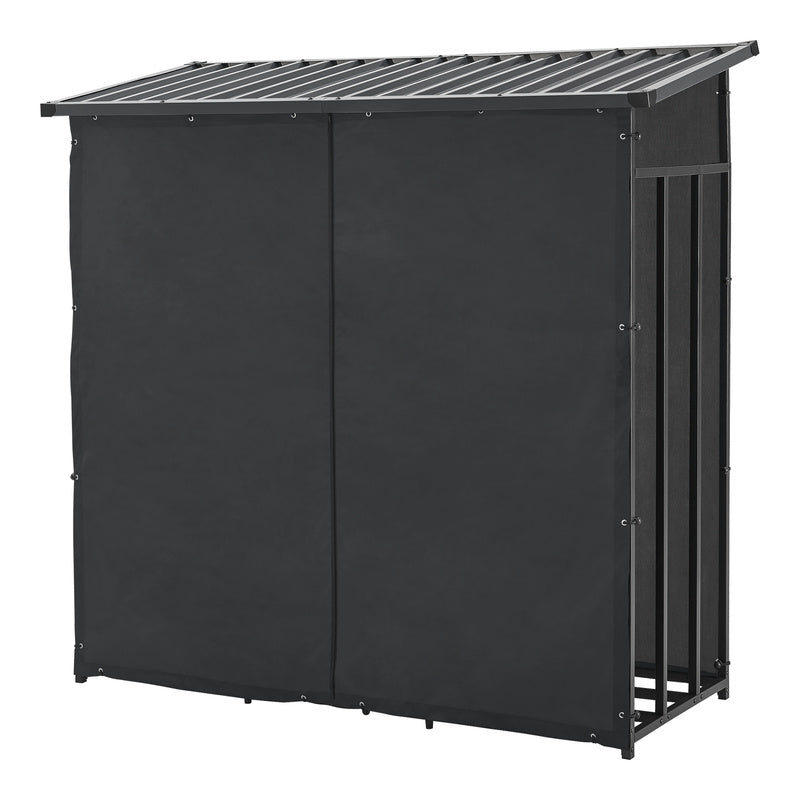 Houtopslag Buiten – Houtrek Buiten – Brandhoutopslag – Houtberging – Open Haard Houtdrager – Waterdichte Cover – Gegalvaniseerd Stalen Frame – 185x180x70 cm