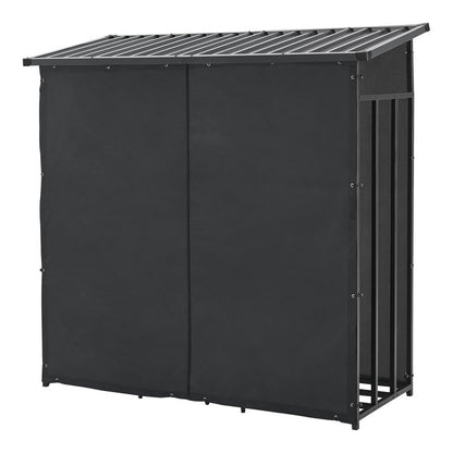 Houtopslag Buiten – Houtrek Buiten – Brandhoutopslag – Houtberging – Open Haard Houtdrager – Waterdichte Cover – Gegalvaniseerd Stalen Frame – 185x180x70 cm