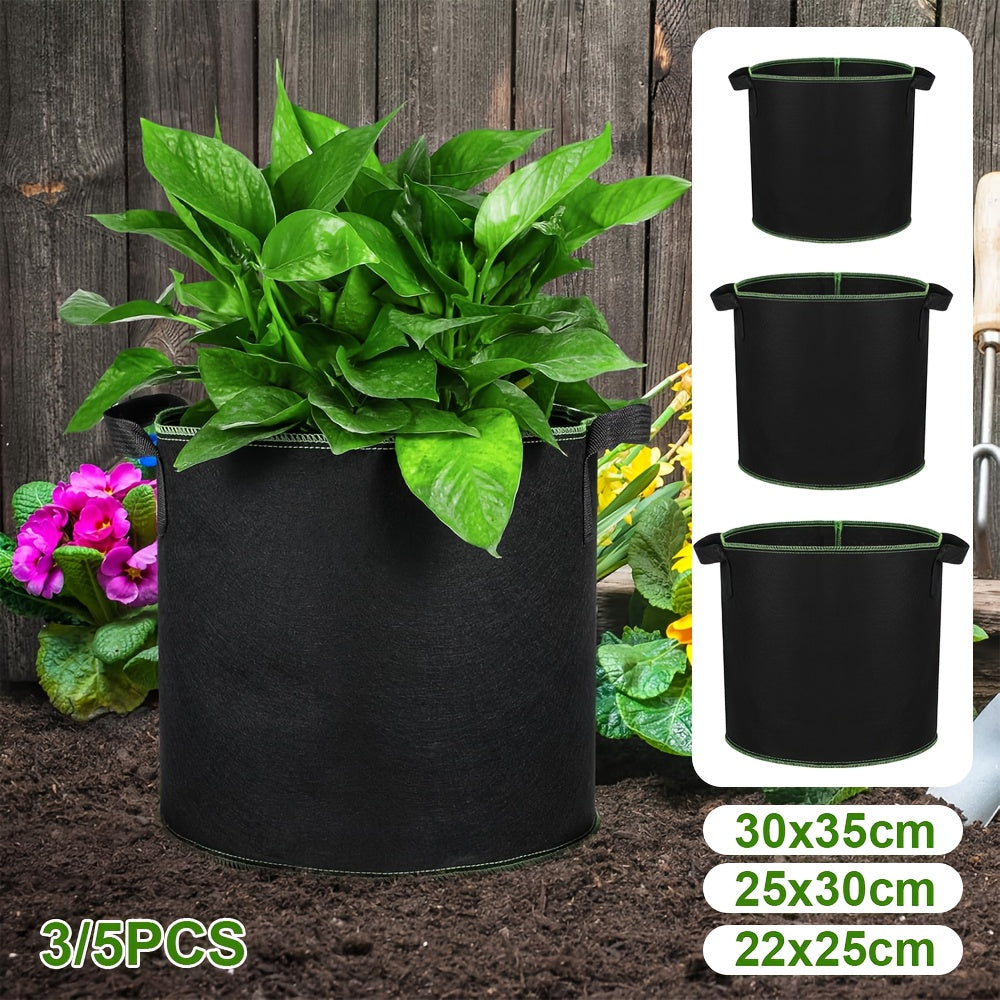 3/5 Stuks Grow Bags 5 Gallon – Ademend Nonwoven Plantenzakken met Dubbele Handvatten – Stevig voor Lage Stress Planttraining van Fruit, Groenten en Bloemen