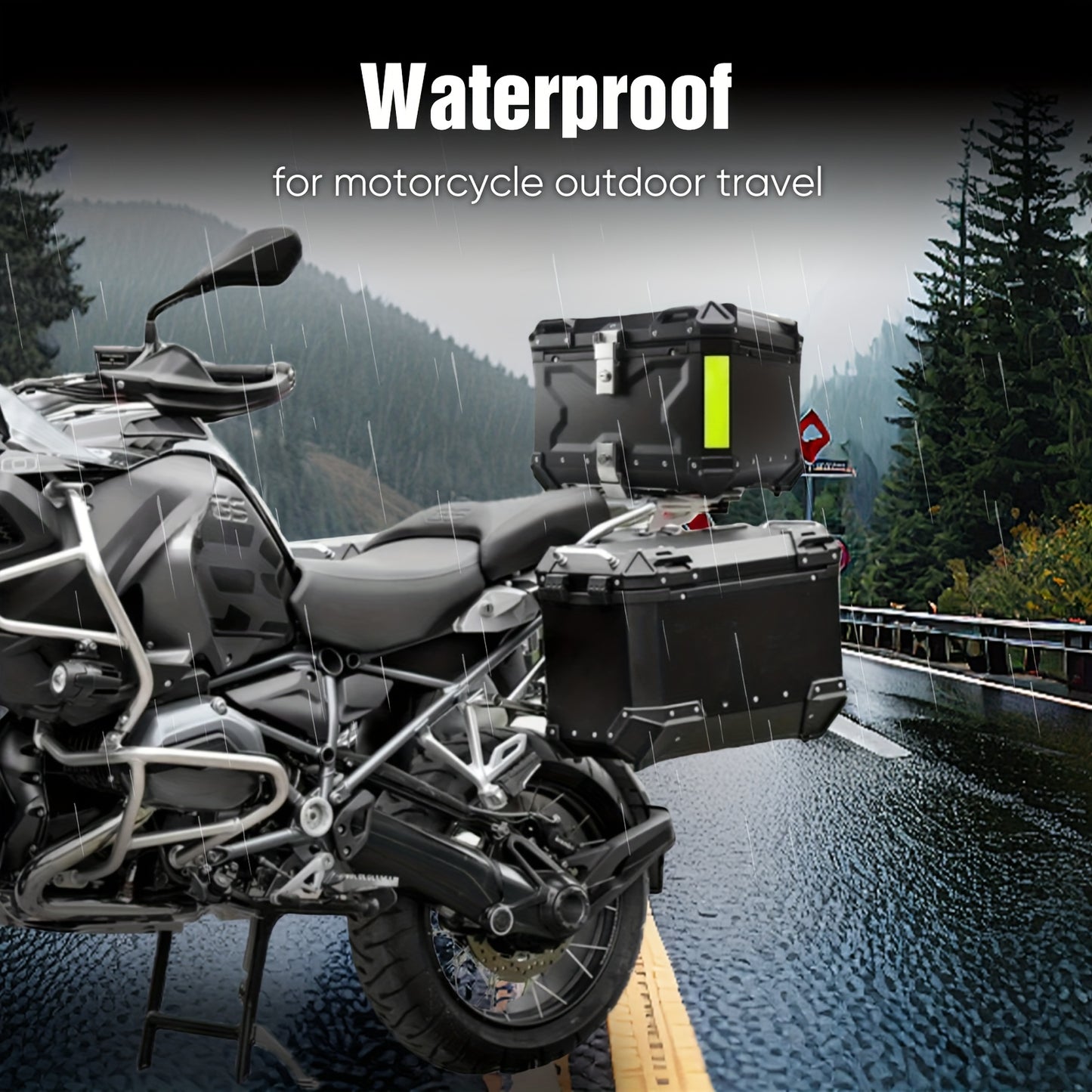 GOXTOOLBOX Universal Motorcycle Tailgate 55/65 Liters Large Capacity, Helmet And Gear Organizer, Waterproof And Shatterproof with Reflective Strip, Liner And Mounting Accessories for Outdoor Camping
