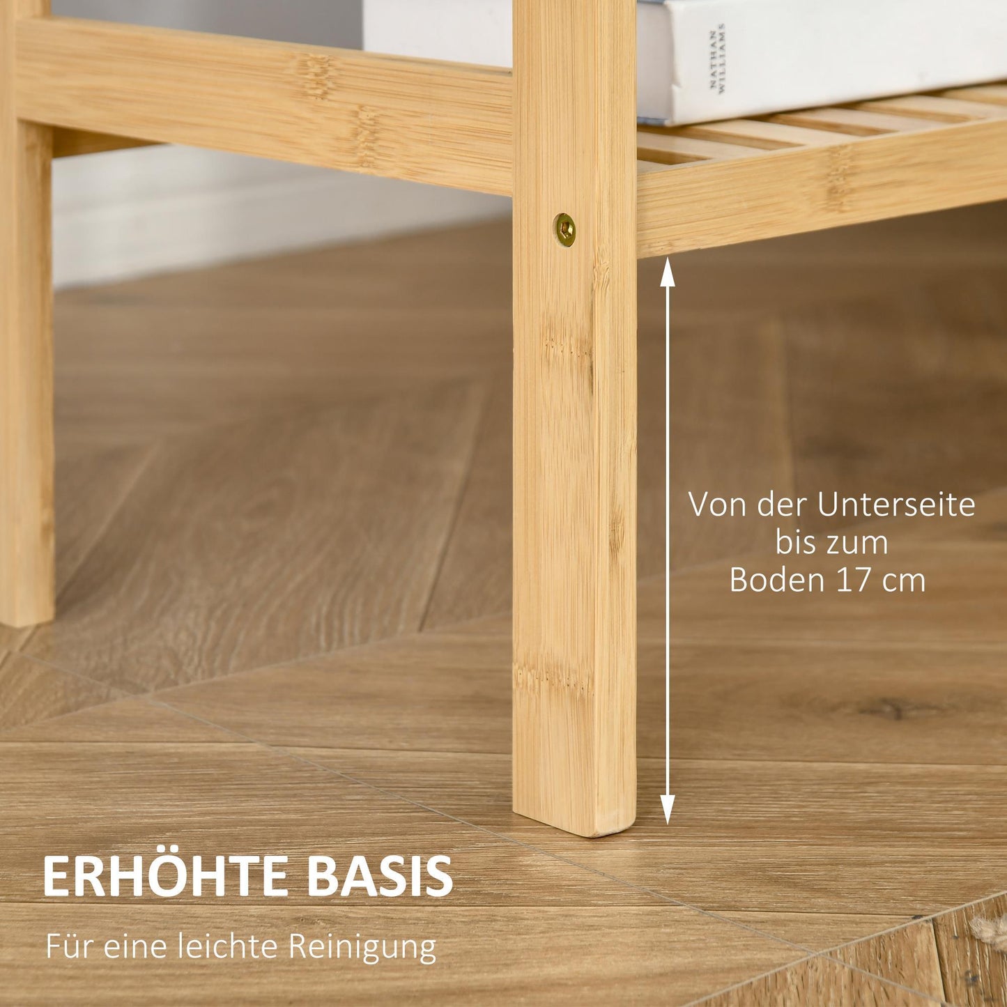Bamboekast – Opbergkast – Boekenkast – Opbergplank – Kast – 4-laags – Natuurlijk Bamboe – 62x33x112 cm – Duurzaam & Ruim