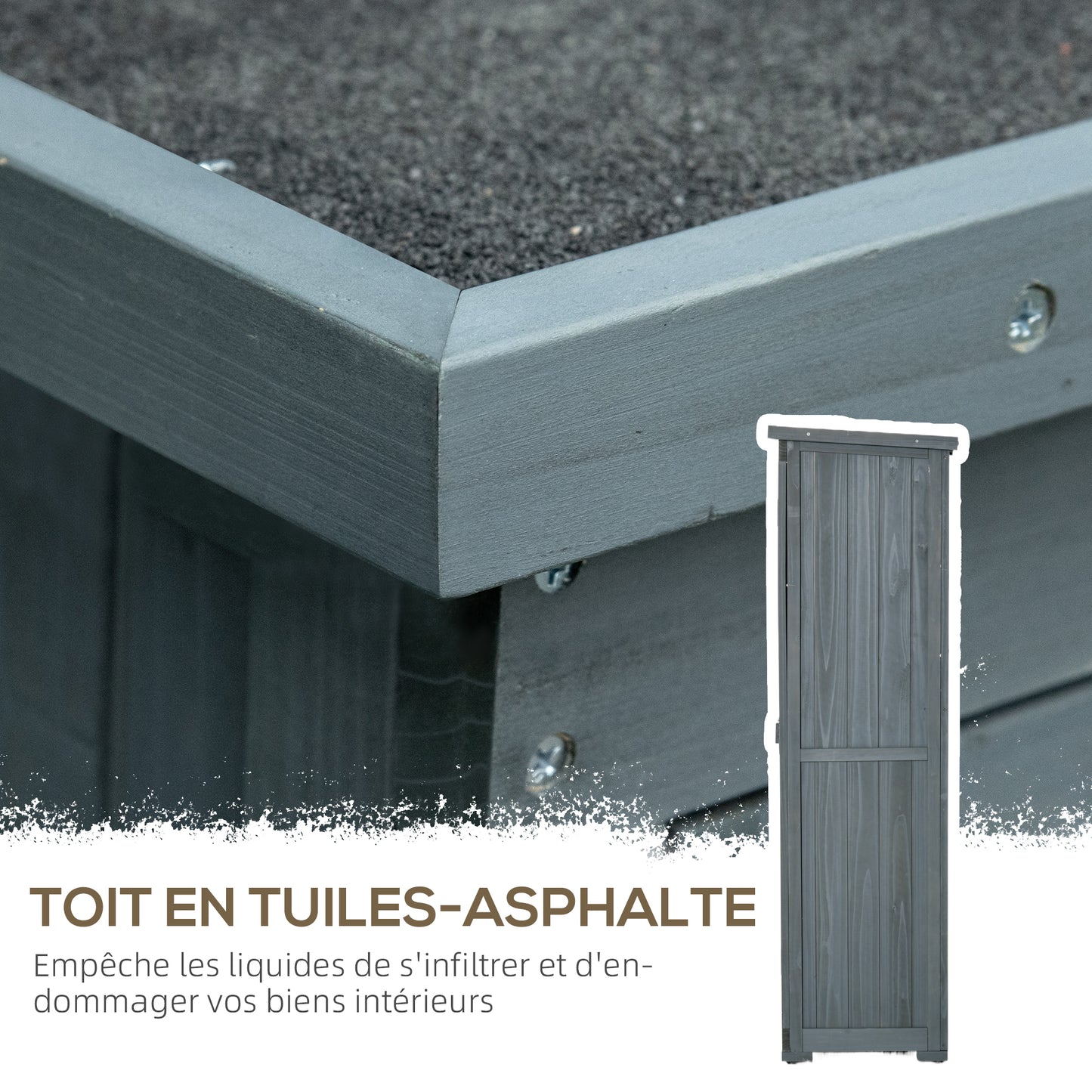Tuinhuisje – Tuinkast – Gereedschapsschuur – Opbergkast – Berging – Hout – Waterafstotend Bitumen Dak – UV-Bestendig Grijs 87x47x160 cm