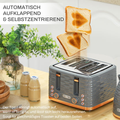2-in-1 Broodrooster en Waterkoker – Toaster – Kettle – Ontdooien – Opwarmen – Grijs – 7 Bruiningsniveaus – Compact Design