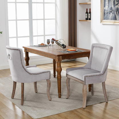 Eetkamerstoelen – Stoelen – Dining Stoelen – Velours Stoelen – Design Stoelen – Grijs – Fluwelen Bekleding – Houten Poten