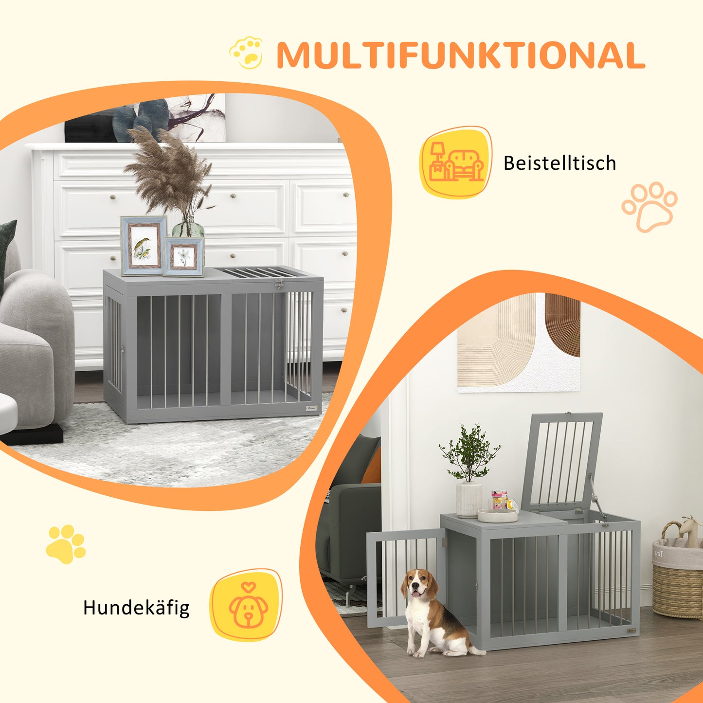 Hondenbench – Hondenhok – Hondenkooi – Transportbench – Hondenkooi Middelgroot – 2 Afsluitbare Deuren – Stalen Roosters Grijs 80x50x56,5 cm