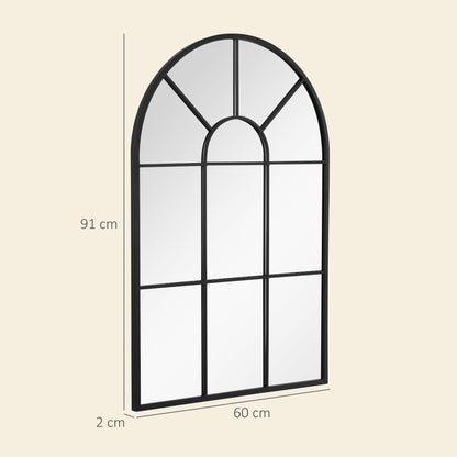 Wandspiegel – Spiegel – Muurspiegel – Zwart Spiegel – Metaal Spiegel – Zwart Metalen Frame – 91 x 60 cm – Industrieel Design