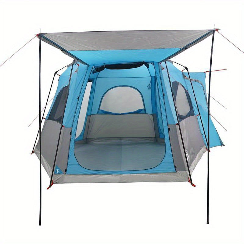 Buitentent – Kampeertent – Autotent – Pop-up Tent – Gezinstent – Waterbestendig Polyester – Lichtgewicht Glasfiber Frame – Blauw – 4 Personen