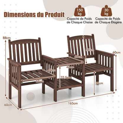 Tuinbank – Buitenbank – Zitbank – Buitenmeubel – 2-zits bank – Duurzaam Grenenhout – 2-laagse Tafel Met Parasolgat 5 cm