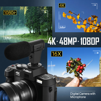 Vlogcamera – Digitale Camera – Compactcamera – Videocamera – Fotocamera – 48MP Resolutie – 4K Video & Wifi Connectivity