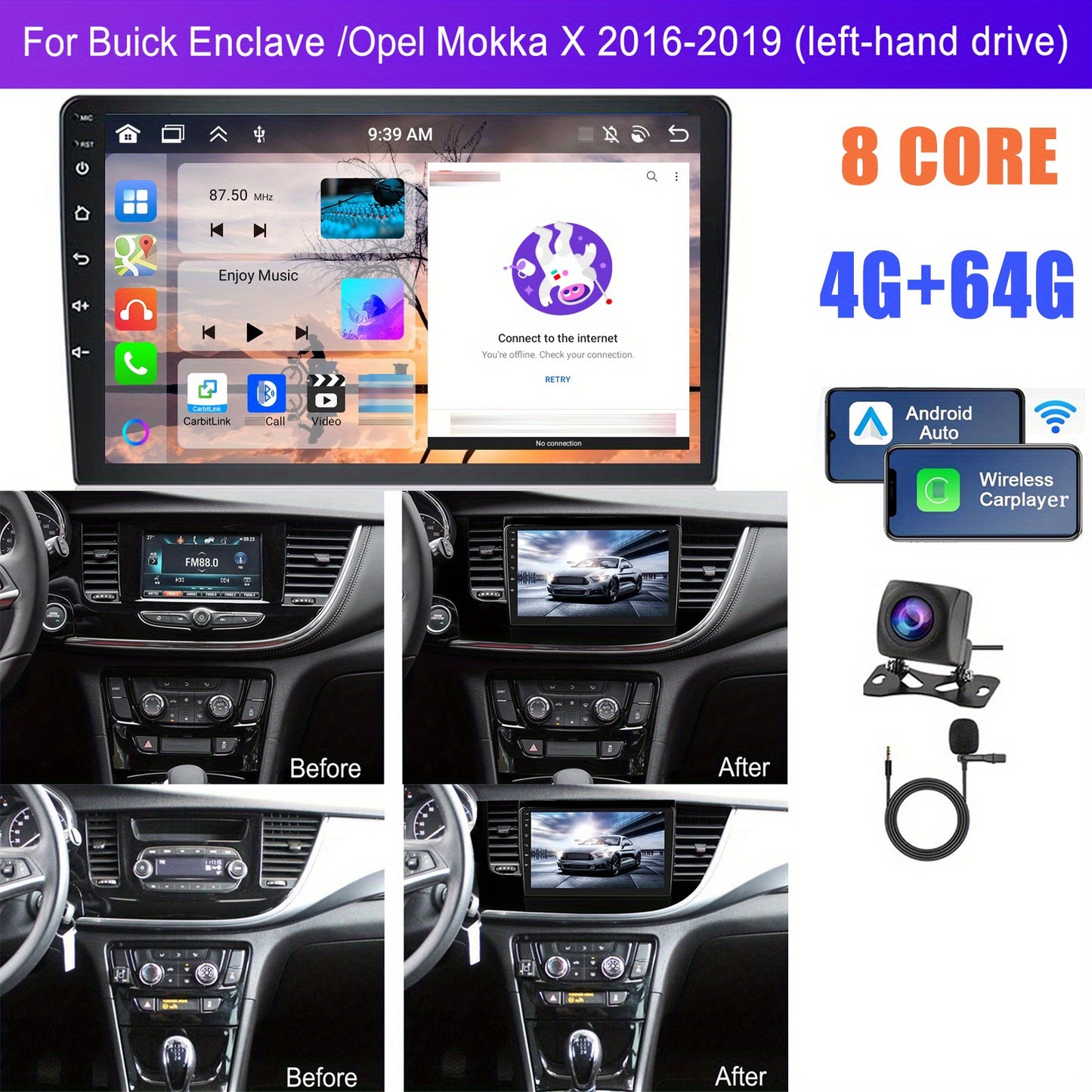 Autoradio – Multimedia Unit – Navigatiesysteem – Car Stereo – Touchscreen Radio – 9 Inch HD IPS – 8-Core Android 13 Processor – Draadloze CarPlay & Android Auto