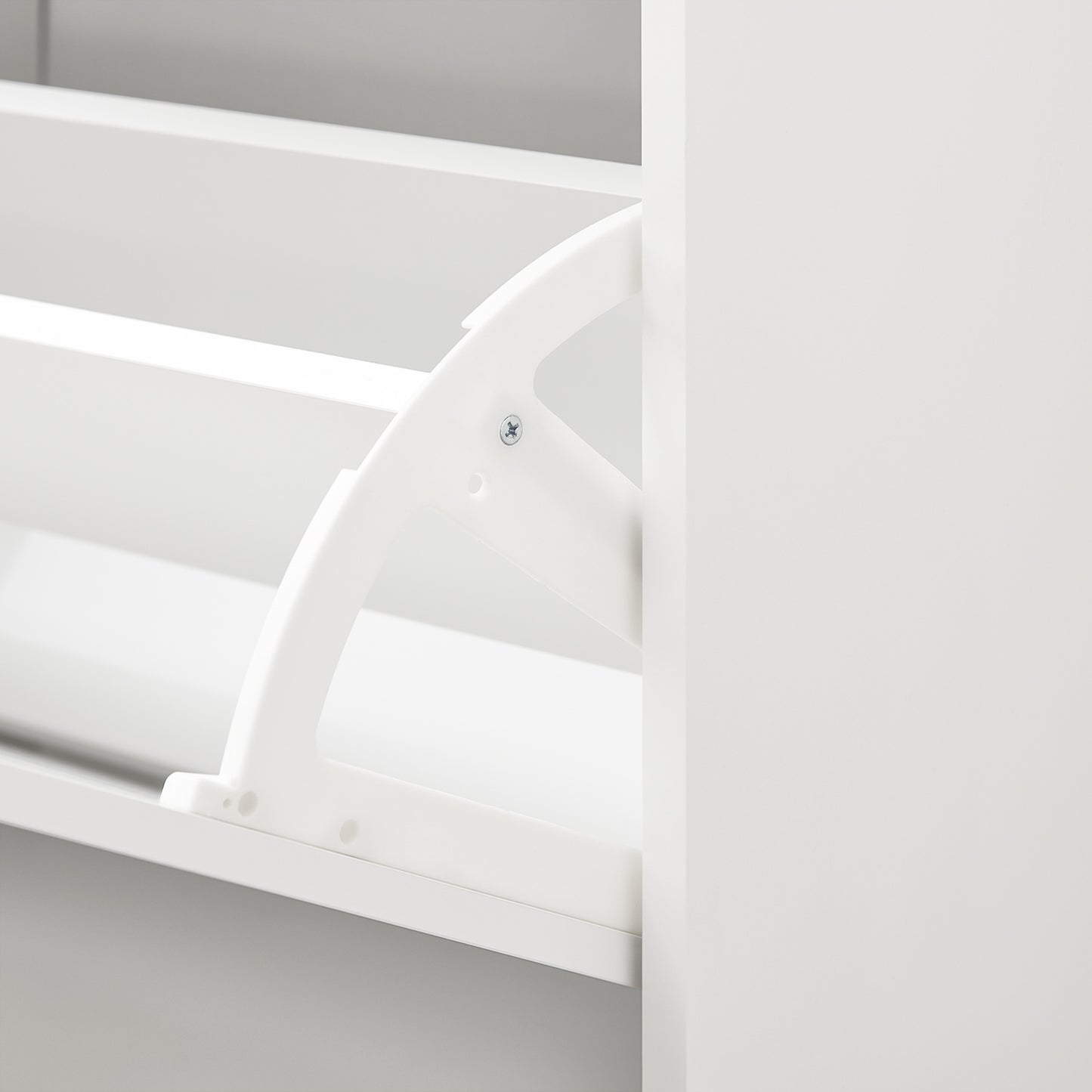 Schoenenbank – Schoenenrek – Opbergbank – Halbank – Zitbank – 4 Compartimenten – Comfortabel Zitkussen – Draagkracht 250 kg – Wit Hout 105x24x52 cm
