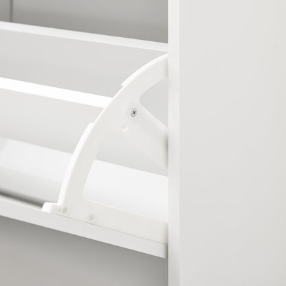 Schoenenbank – Schoenenrek – Opbergbank – Halbank – Zitbank – 4 Compartimenten – Comfortabel Zitkussen – Draagkracht 250 kg – Wit Hout 105x24x52 cm