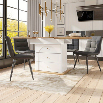 Uittrekbare Eettafel – Uitklapbare Keukentafel – Multifunctionele Tafel – Ruimtebesparende Eetkamertafel – Wit – 110-140 x 80 cm – Lichtgewicht en Onderhoudsvriendelijk