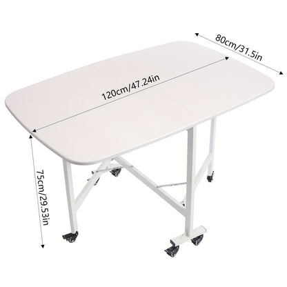 Opvouwbare Tafel – Klaptafel – Opbergtafel – Serveertafel – Verrijdbare Tafel – Wit – 120x80x75 cm – Stevig Stalen Frame