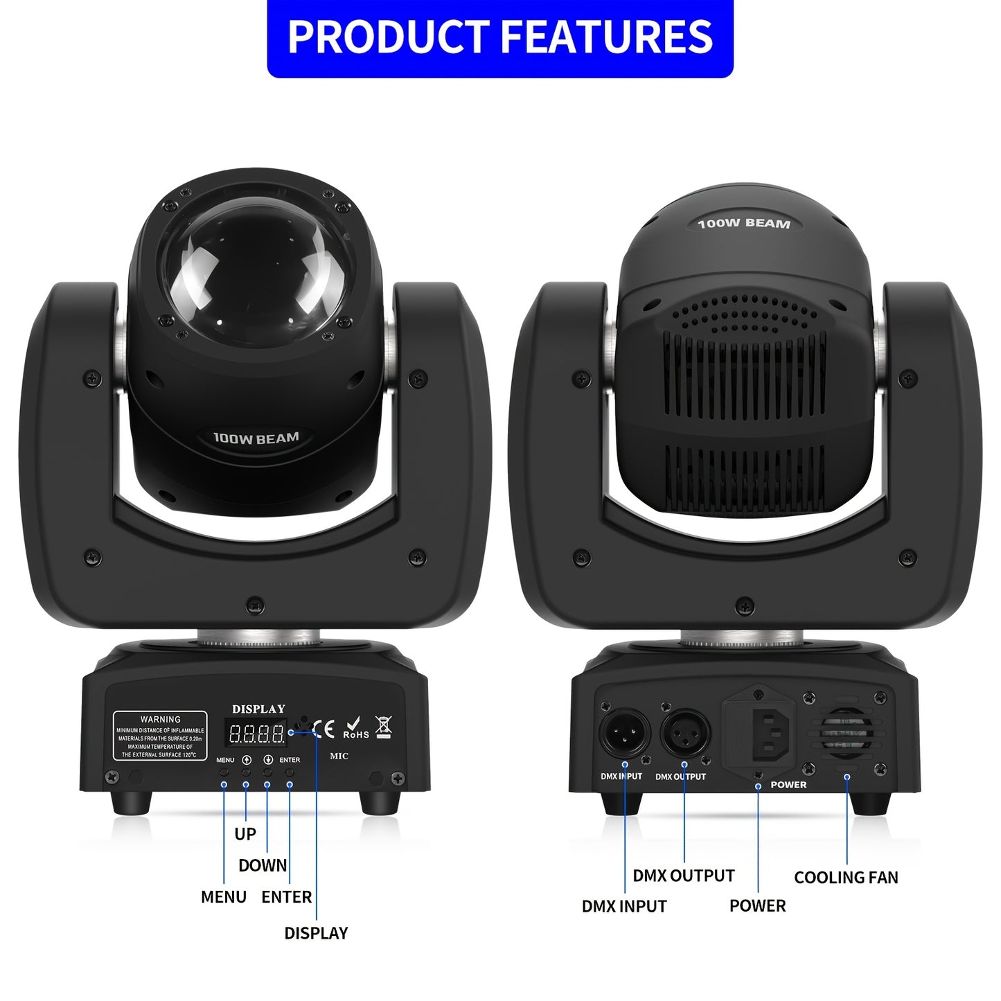 150W RGBW Moving Head – LED Verlichting – DJ Licht – Podium Spot – Club Effect – Krachtige RGBW LED – 540° Pan & 270° Tilt
