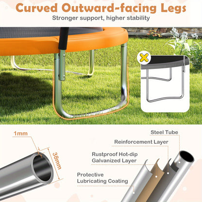 Ronde Trampoline – Tuintrampoline – Springkussen – Speeltoestel – Veiligheidsnet Trampoline – Oranje Kleur – Stevig Metalen Frame – Inclusief Ladder