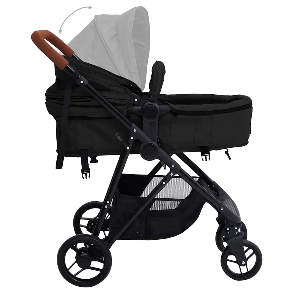 Kinderwagen – Buggy – Reiswieg – Babywagen – 3-in-1 Kinderwagen Anthraciet – Stalen Frame – 5-Punts Veiligheidsharnas