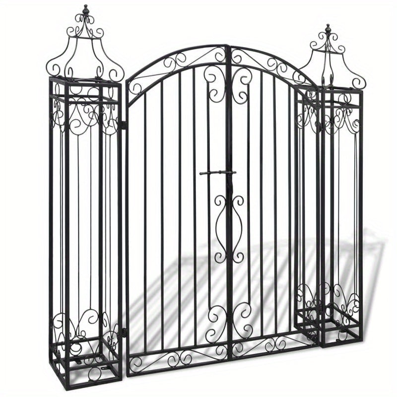 Smeedijzeren Poort – Tuinpoort – Buitenpoort – Entreepoort – Afscheiding – Zwart Design – Duurzaam Smeedijzer – 112x20,5x134 cm