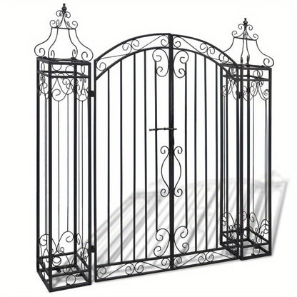 Smeedijzeren Poort – Tuinpoort – Buitenpoort – Entreepoort – Afscheiding – Zwart Design – Duurzaam Smeedijzer – 112x20,5x134 cm