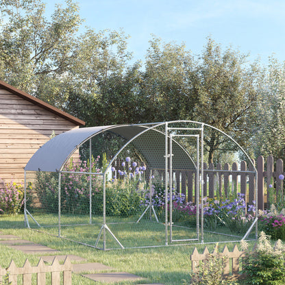 Kippenren – Kippenhok – Kipverblijf – Hennenren – Buitenren – Extra Ruim 10,64 m² – Gegalvaniseerd Staal Met UV-Bestendig Dak