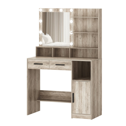 Sieradenkast – Sieradenopberger – Sieradenkast Met Spiegel – Sieradenmeubel – Accessoirekast – Greige Kleur – Compact Formaat 40x90x140 cm – Hoogwaardige Spiegel