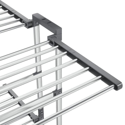 Droogrek – Droogstandaard – Wasrek – Kledingdroger – Driedelig Rek – Aluminium – Met Wieltjes – Inclusief Wasknijpers – Compact 60x70x129 cm – Roestvrij