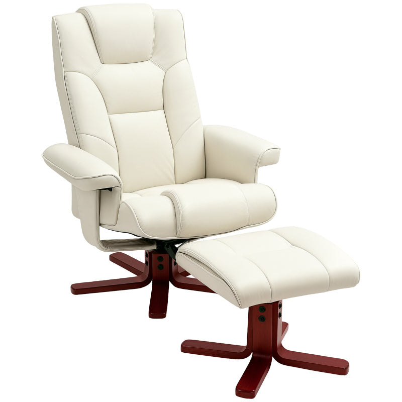Schommelstoel – Relaxstoel – Fauteuil – Loungestoel – Wipstoel – Verstelbare Rugleuning – Synthetisch Leer Crème Wit