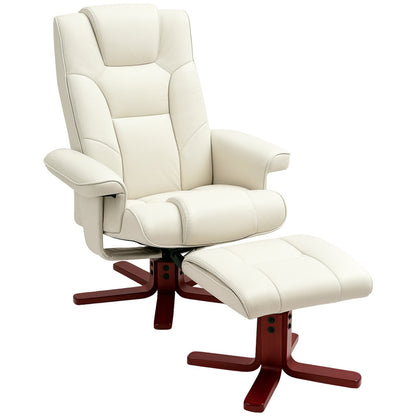 Schommelstoel – Relaxstoel – Fauteuil – Loungestoel – Wipstoel – Verstelbare Rugleuning – Synthetisch Leer Crème Wit
