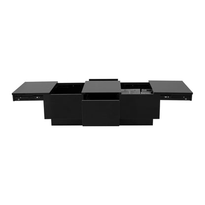 Modern High-Gloss Coffee Table with Sliding Storage & Drawers - Heavy-Duty Metal Frame, Easy-Assembly Rectangular Living Room Table Suitable for Modern & Small Spaces - Contemporary Storage Coffee Table