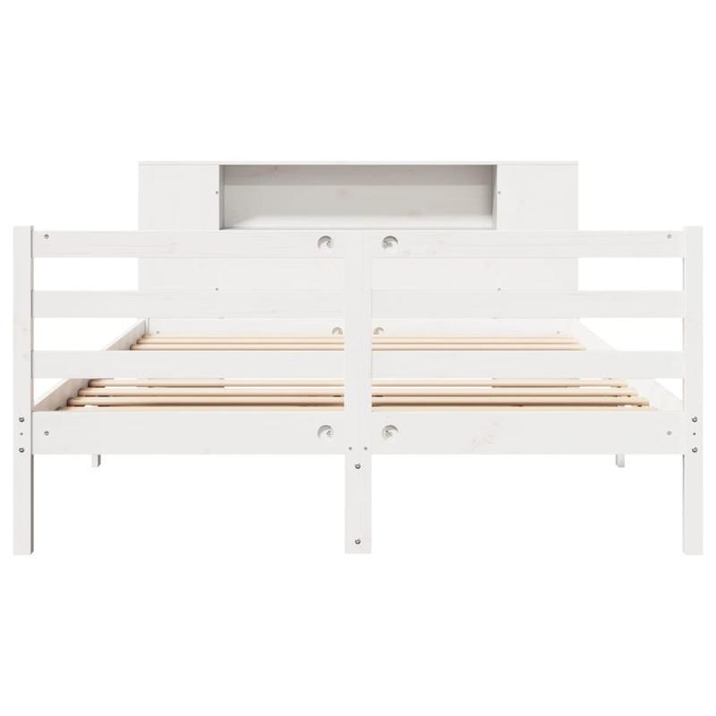 Bedframe – Boekenkastbed – Kinderbed – Eenpersoonsbed – Opbergbed – Modern Wit – Massief Grenenhout – 120x200 cm – Ruimtebesparend – Eenvoudige Montage