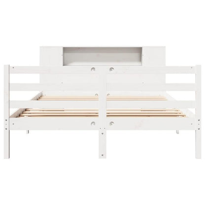 Bedframe – Boekenkastbed – Kinderbed – Eenpersoonsbed – Opbergbed – Modern Wit – Massief Grenenhout – 120x200 cm – Ruimtebesparend – Eenvoudige Montage