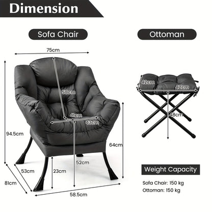 Dutch Velvet Fauteuil – Accentstoel – Lounge Stoel – Relaxstoel – Leunstoel – Met Ottomaan – Ergonomische Rugleuning – Stevige Metalen Constructie