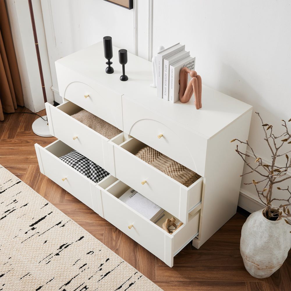 Ladeblok – Ladekast – Dressoir – Opbergmeubel – Ladekastje – Wit – 6 Lades – Vintage Design – 82x120x40 cm – Zonder Houtdelen
