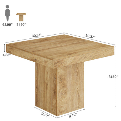 Eettafel – Tafel – Keukentafel – Vierkante Tafel – Eetkamertafel – 100x100 cm – Lichtbruin Hout – Stevig Dik Blad
